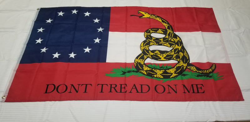 Stars & Bars 13 Stars Dont Tread on Me 3x5 1st National Flag 100D 12 Pack