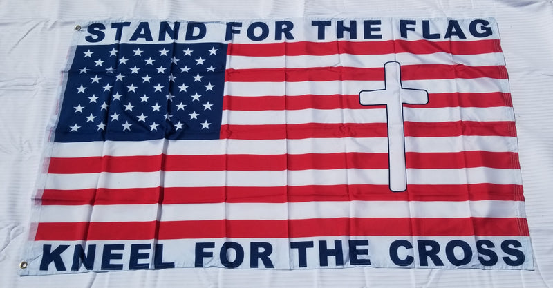 Stand for the American Flag Kneel for the Cross Christian USA 3'x5' Grommets Premium Flag 100D Rough Tex Vintage 12 Pack