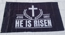 He is Risen Jesus Christ Cross Black USA 3'x5' Grommets Premium Flag 100D Rough Tex Vintage 12 Pack