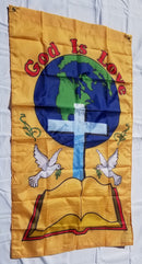 God is Love Christian Cross Bible Beliver Peace 3x5 100D Flag Rough Tex Grommets & Sleeve