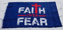 Faith Over Fear Christian Cross USA 3x5 Grommets 100D Flags Rough Tex 12 Pack