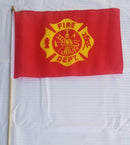Fire Department 12"x18" Stick Flag ROUGH TEX® 68D 30" Wooden Stick