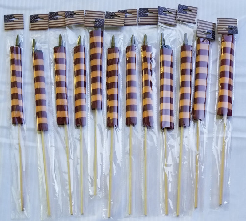 Old Glory American Stick Flags 12"x18" Inches USA 100D Rough Tex Vintage Tea Stained Flags Hand Cut & Three Stapled Secure Real Molded Gold Spears