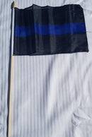 Police Thin Blue Line 8"x12" Stick Flag Rough Tex 18" Long Wooden Pole