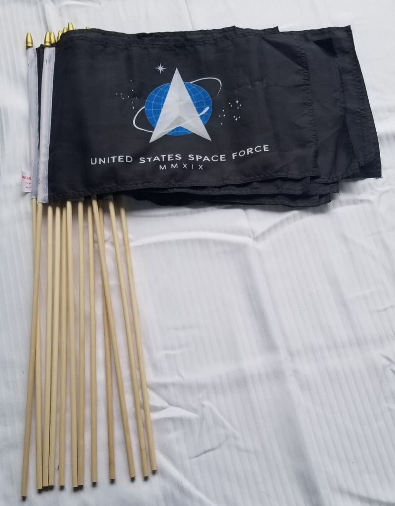United States Space Force 12"x18" Stick Flag ROUGH TEX® 100D 30" Wooden Stick