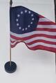 Betsy Ross Revolutionary American 12x18 Inch Desk Set Wooden Base 24" Staff