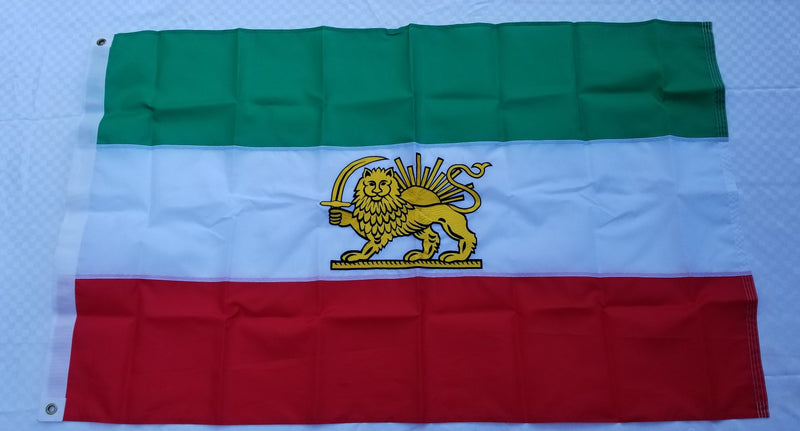 Iranian Pan Persian 1900 to 1964 Lion & Sun Flag 3x5 Feet Embroidered 300D Nylon Brass Grommets