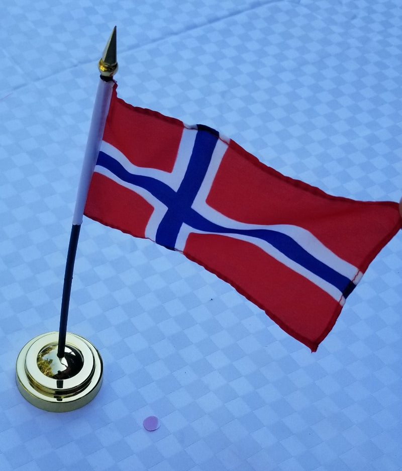 Denmark 4"x6" Desk Stick Flag Sewn Rough Tex® Black Staff