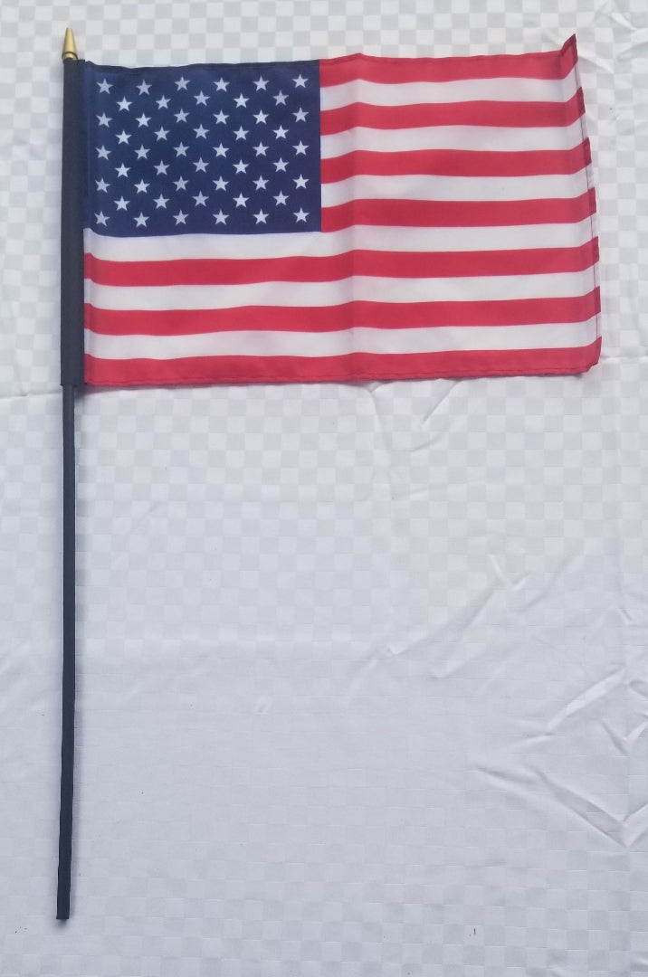 American Stick Flags for Graves & Official Displays 12"x18" Inches USA 5/16" Diameter Thicker Diameter Wooden Staffs Gold Spear Black Label