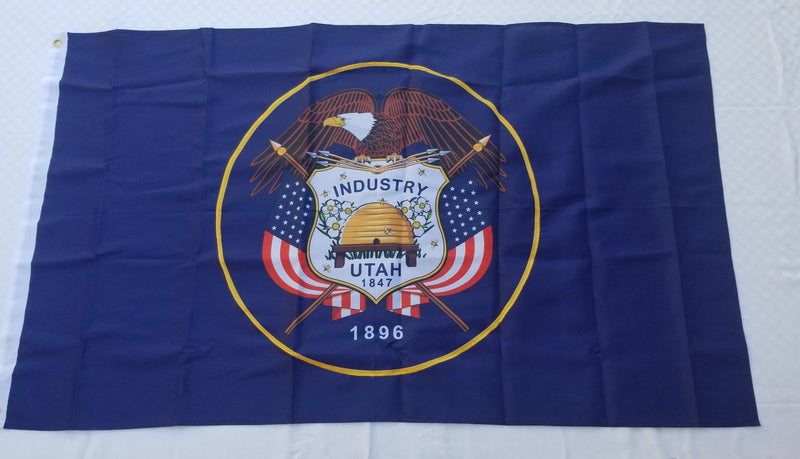 Utah 1847 Founders Heritage Historic Flags White Shield 3'X5' Embroidered Flag ROUGH TEX® 600D
