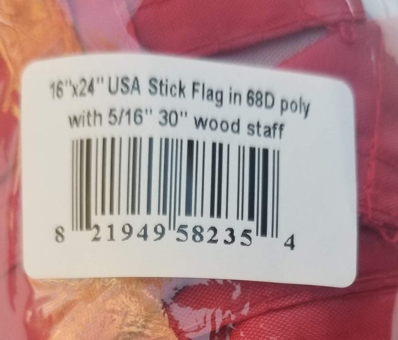 American Classroom USA 16x24 Inch Flags 30" Inches Natural Wooden Staff Sewn Edge School Scholastic Approved