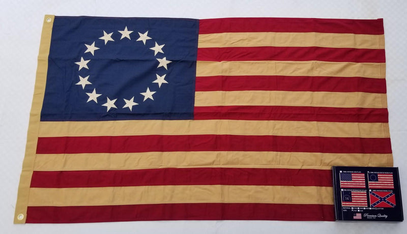 Limited Edition Betsy Ross Cotton Dark Vintage Tea Stained 3x5 Feet Early Colonial American Flags