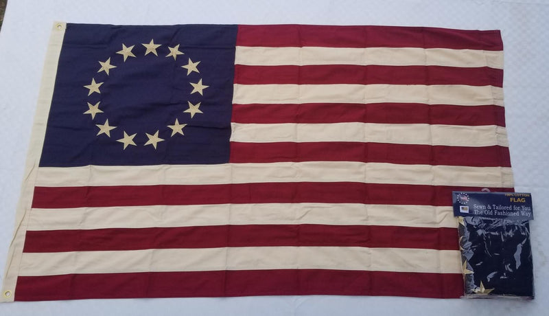 Limited Edition Betsy Ross All Natural Unbleached 100% Cotton Light Vintage Linen 3x5 Feet Early Colonial American Flags