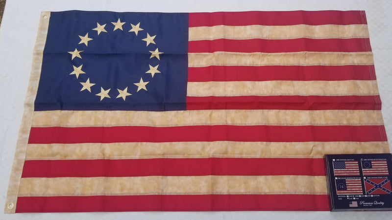 Limited Edition Big Stars Betsy Ross 420D Nylon Dark Vintage Tea Stained 3x5 Feet Early Colonial American Flags
