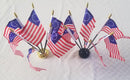 Betsy Ross Stick Flags 4"x6" Sewn Edge Black 100% Wooden 10" Staffs Gold Spears
