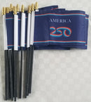 America 250th 1776 2026 Limited Edition Stick Flags 4"x6" Inches Black Wooden Staff Sewn Edges Quality Collectible 250th Anniversary USA
