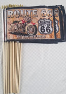 America's Mother Road Get Your Kicks Historic Route 66 USA Motorcylce 12x18 Inch Stick Flags