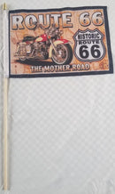 America's Mother Road Get Your Kicks Historic Route 66 USA Motorcylce 12x18 Inch Stick Flags