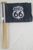 America's Mother Road Celebrates Historic Route 66 USA Motorcylce 12x18 Inch Stick Flags Black