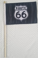 America's Mother Road Celebrates Historic Route 66 USA Motorcylce 12x18 Inch Stick Flags Black