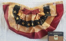 Americana Light Tea Stain Vintage Fan Buntings 100% Nylon Real Pleated Embroidered 1.5'x3' Feet 3 Brass Grommets