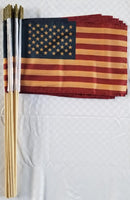 American Premium USA Flags Vintage 12x18 Inch Stick Wood Safe Gold Spears In Stock