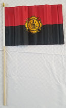 Fireman Remembrance 12"x18" Stick Flags Rough Tex® 100D 30" Wooden Stick Fire Fighter