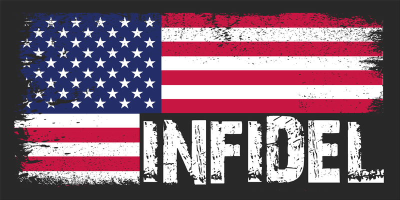 American Flag Infidel Bumper Sticker Republican Made in U.S.A.