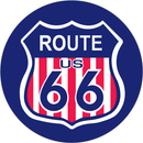 Route 66 US Highway American Shield Circle Bumper Stickers Made in USA 2.5" Diameter