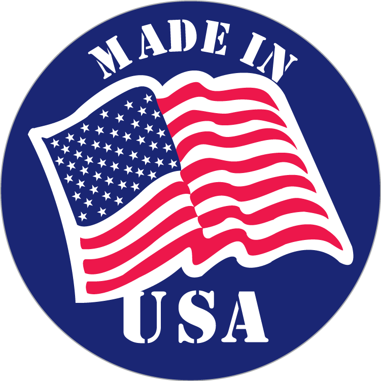 Made In USA Wavy American Flag Circle Bumper Stickers Made in America 2.5" Diameter