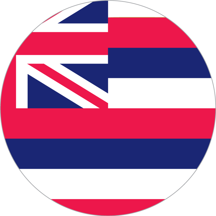 Hawaii Flag Circle Bumper Stickers Made in USA 2.5" Diameter Hawaiian American