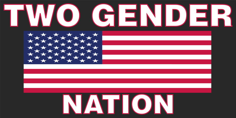 Two Gender Nation American Flag Made in USA Bumper Sticker