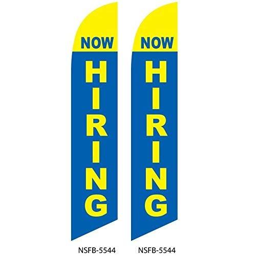Now Hiring Blue 11.5'x2.5' Swooper Flag Rough Tex® Knit Feather