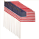 American 16 Inch x 24 Inch Hand Held Rally Cemetery Patriotic Classroom Stick Flags USA Sewn Edges Wooden Staff 12 Pack