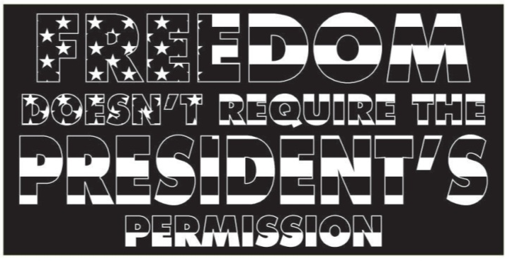 Freedom Doesn't Require The President's Permission Bumper Sticker Made in USA