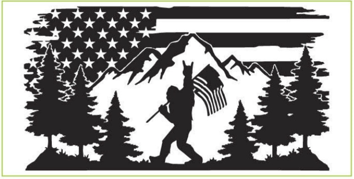 USA Bigfoot Bumper Sticker American Outdoors