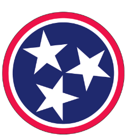 Tennessee Flag Circle Stars Bumper Stickers Made in USA 2.5" In Diameter