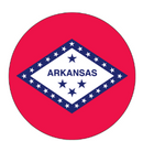 Arkansas Circle Bumper Stickers Made in USA American State Flag 2.5" Diameter