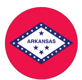 Arkansas Circle Bumper Stickers Made in USA American State Flag 2.5" Diameter