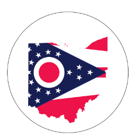 Ohio Flag Map Circle Bumper Stickers Made in USA 2.5" American Mid West