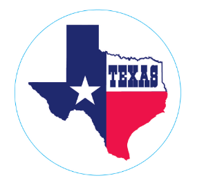 Texas Map Circle Bumper Stickers Made in USA American Southwest 2.5" Diameter