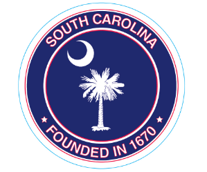 South Carolina May 23 Circle Bumper Stickers Made in USA American 2.5" Diameter