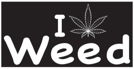 I Love Weed Cannabis Leaf Bumper Stickers Made in USA