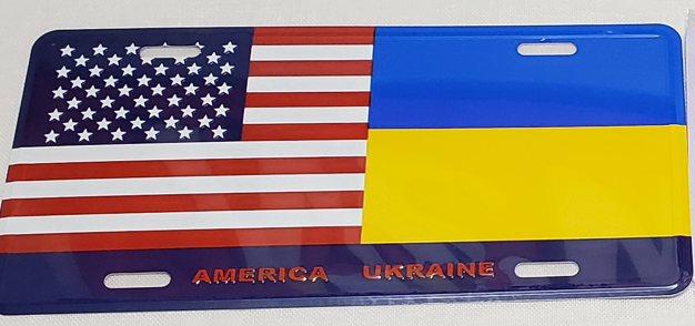 America Ukraine Embossed License Plate