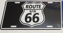 Route 66 Black Embossed License Plate