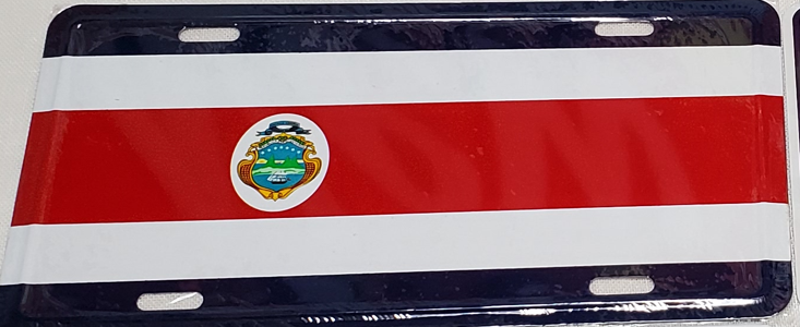 Costa Rica Flag Embossed License Plate