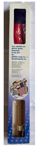 All American Betsy Ross Banner 5' Foot 1" Diameter Hard Wood Flag Pole Set Wood Ball Top Kit