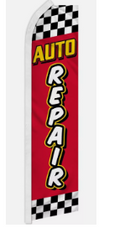 Auto Repair Red 11.5'x2.5' Windless Full Sleeve Swooper Flag Rough Tex® Knit Feather