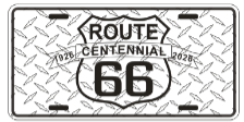 Route 66 Centennial 1926 2026 License Plate Collectors Item Diamond Embossed USA