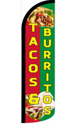 Tacos Burritos 11.5'x2.5' Half Sleeve Swooper Flag Rough Tex® Knit Feather